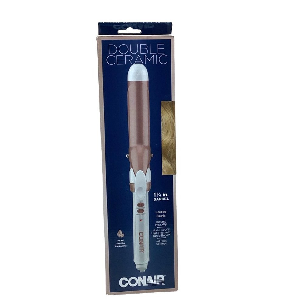 Conair Double Ceramic Curling Wand 1 1/4" Barrel Loose Curls Instant Heat Up NEW